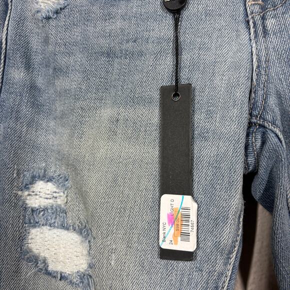 BlankNyc Womens Size 24 Distressed Flower Skinny Jeans Blue Washed Cotton Blend - Picture 7 of 11